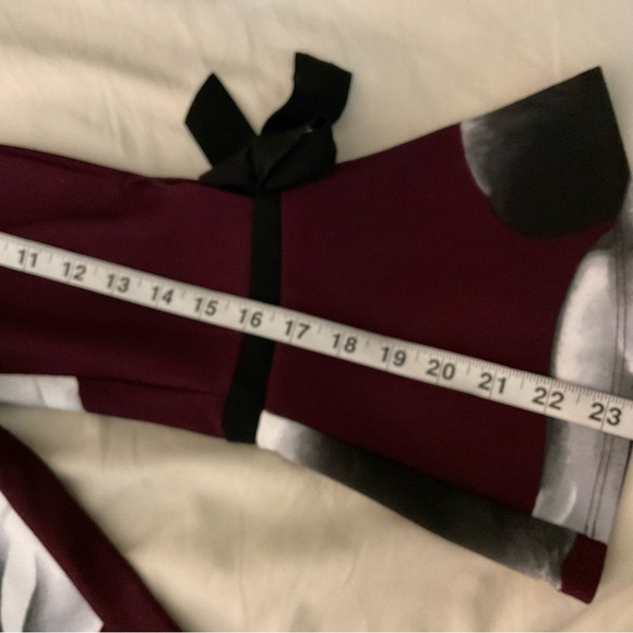 Robbie Bee Burgundy and White Floral Long Sleeve Dress - Picture 6 of 11